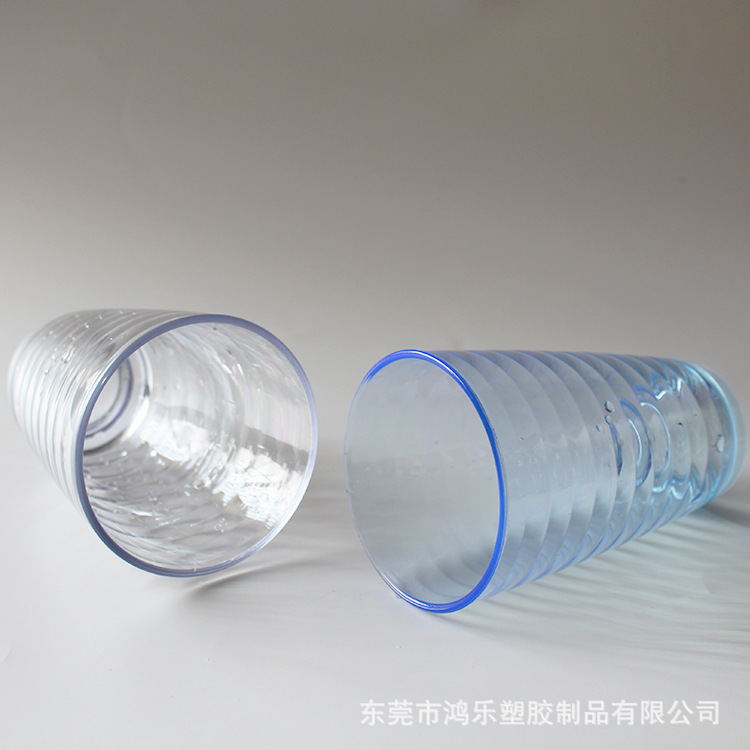 厂家直销12oz塑料杯AS透明螺纹塑胶杯亚克力果汁饮料杯创意广告杯示例图15