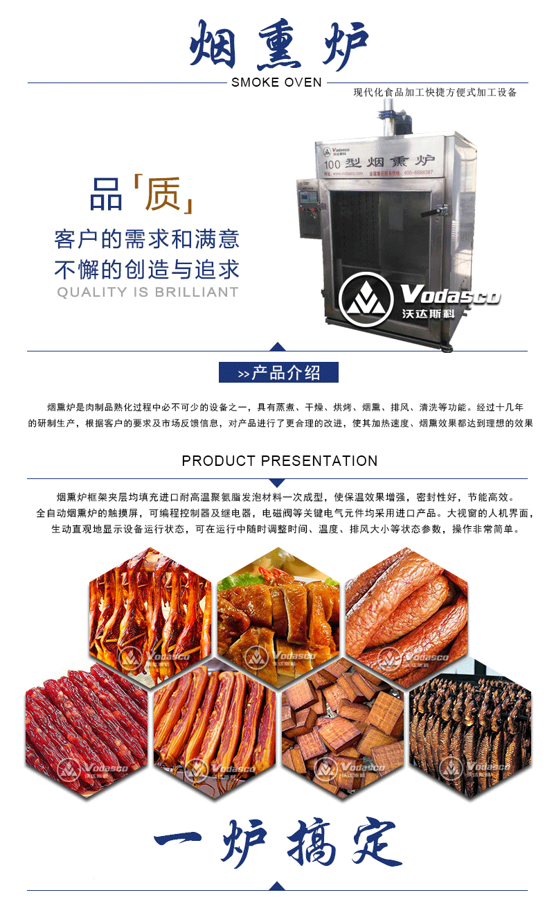 食品机械厂家定制大型豆腐干烟熏炉 500型全自动香肠腊肉熏肉机示例图1