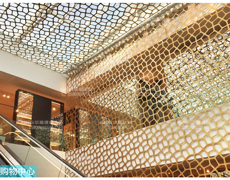 建筑建设改造办公大楼购物中心餐厅文化中心金色雕花铝单板幕墙示例图10