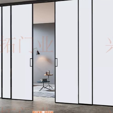 厂家出售自动化带遥控隔墙调光玻璃门光度优雅