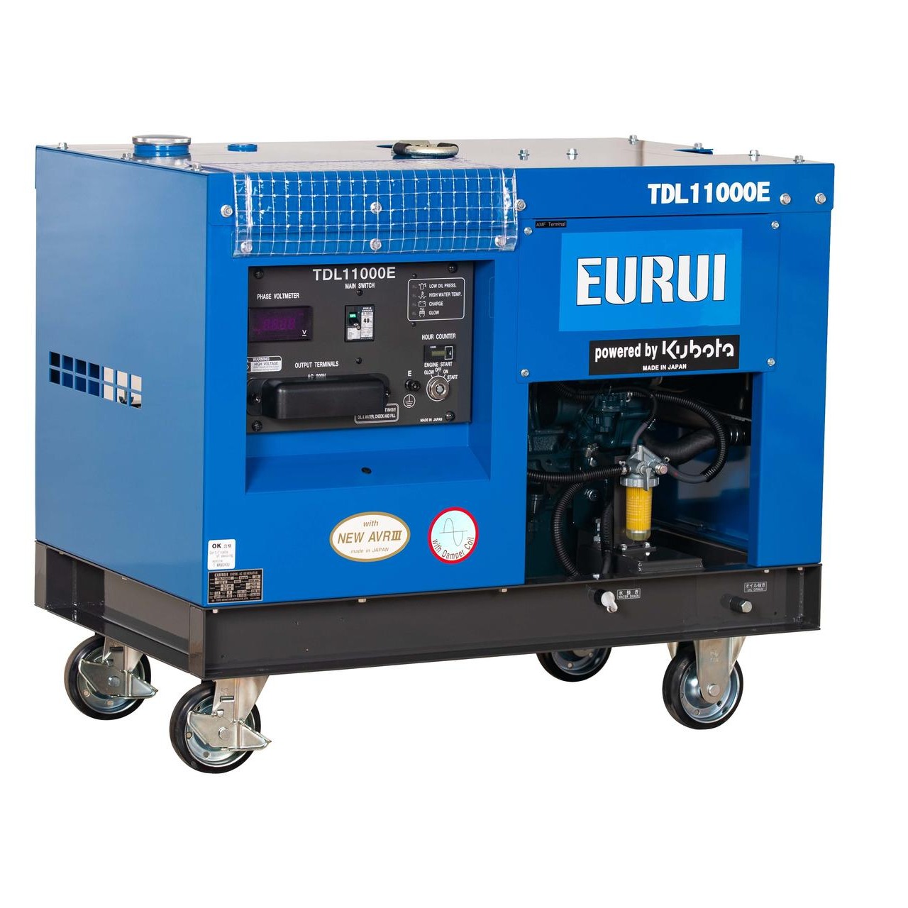 日本东洋EURUI 单相8KW 原装进口 可移动 柴油发电机 TDL11000E