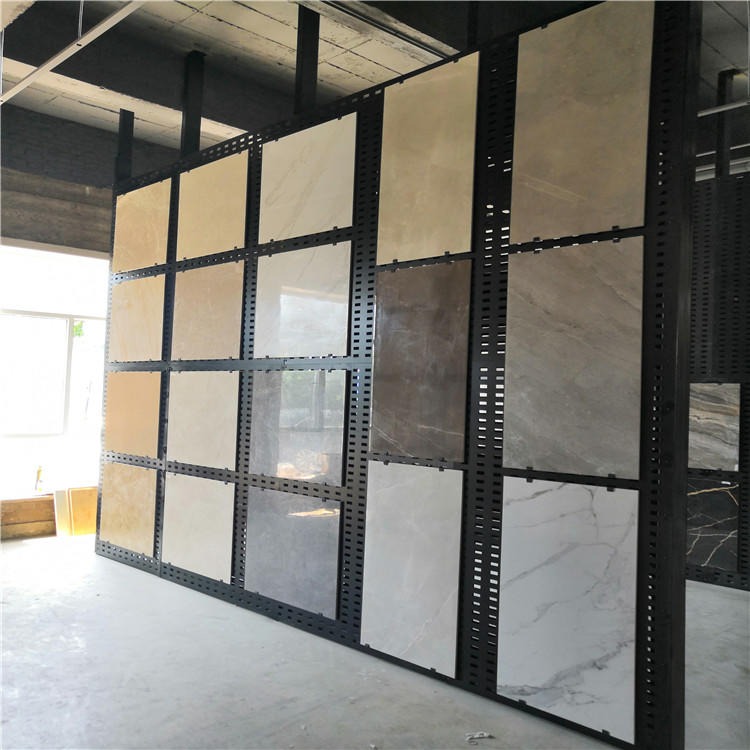 迅鹰冲孔板展示架    陶瓷货架展板架子价格   西安瓷砖网架