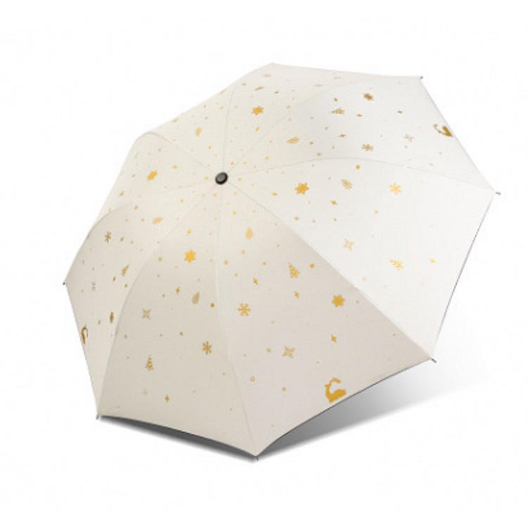 雨伞黑胶防晒创意烫金小鹿羽毛伞晴雨两用三折伞太阳伞定制广告伞logo免费设计
