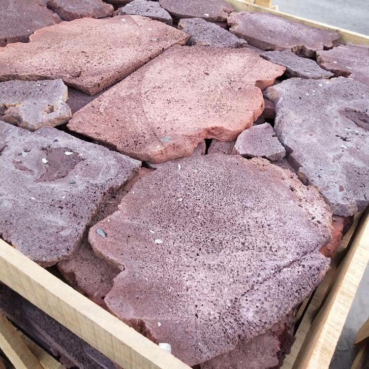 火山岩板材 火山石规格板碎拼 冰裂纹 蘑菇石  红色火山岩石材 灰色火山岩  规格可定制