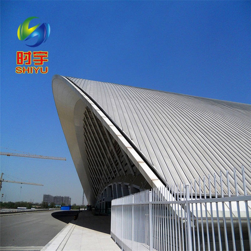 时宇 钢结构建筑 65-430直立锁边金属屋面系统 铝镁锰扇形弯弧屋面