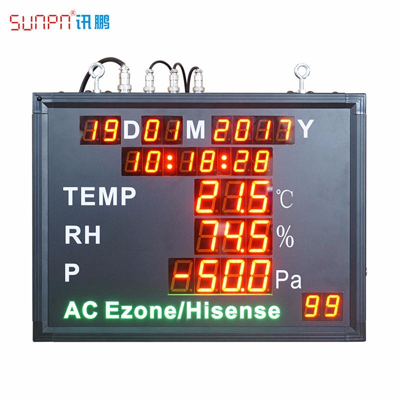 SUNPN讯鹏厂家定制 LED温湿度显示屏 车间差压监测屏 环境监测看板