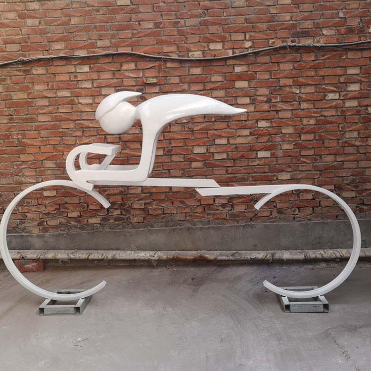 佰盛 金属抽象自行车雕塑 不锈钢抽象自行车雕塑 户外自行车运动雕塑摆件图片