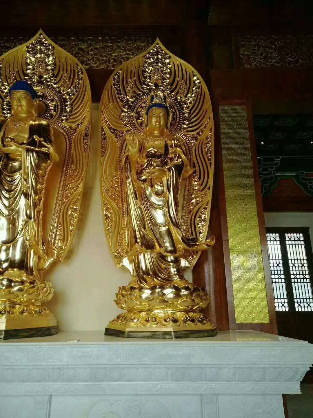 佛像 温州优质佛像厂家订制西方三圣菩萨 彩绘西方三圣菩萨 站像西方三圣佛像