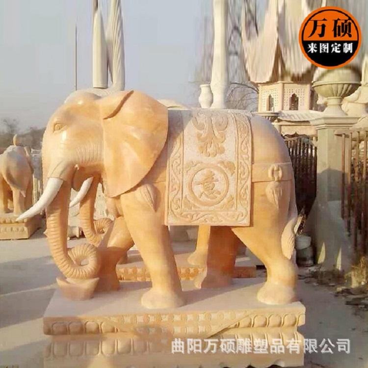 石雕动物 大理石雕刻狮子大象摆件小区门口石头装饰雕塑 万硕
