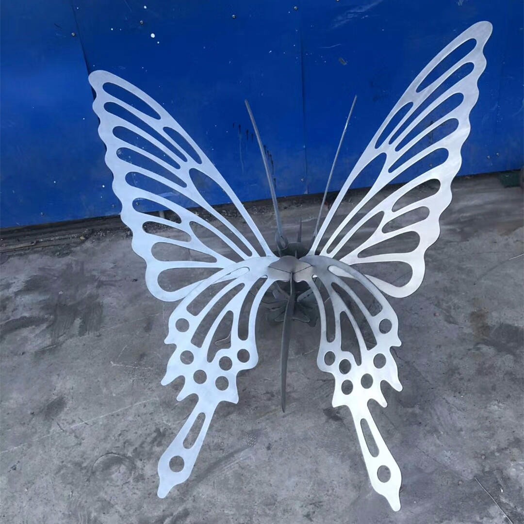 不锈钢拉丝蝴蝶雕塑 激光切割蝴蝶雕塑 不锈钢拉丝雕塑 唐韵园林