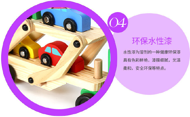 惯性运输货车车载4辆小汽车 惯性双层板车玩具模型 双层汽车示例图20