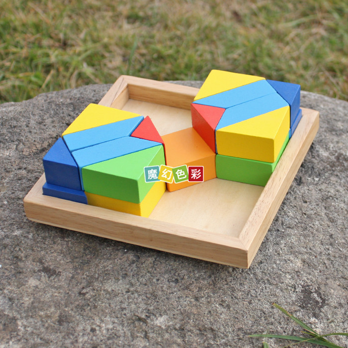 批发木制精品超大松木七巧板 早教智力益智玩具 几何形状拼版示例图5