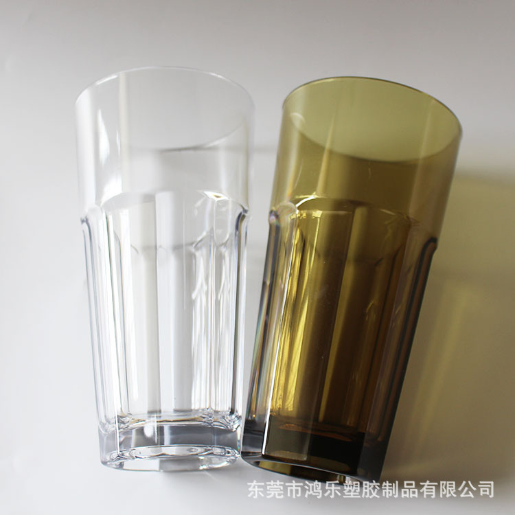 创意塑料八角酒杯厂家直销AS透明14oz塑料啤酒杯条纹塑料杯可印刷示例图5