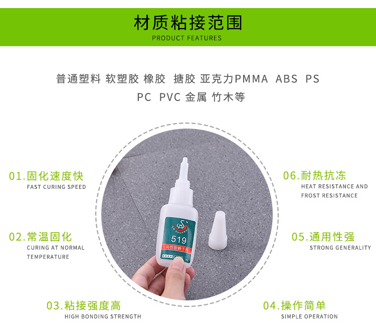 ABS塑料粘PVC强力胶水 透明PC粘PS粘电镀ABS硬壳粘合剂 厂家批发示例图5