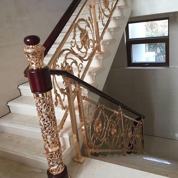 厦门新中式装修楼梯扶手厂家 别墅定制全铜楼梯靠谱选择图片