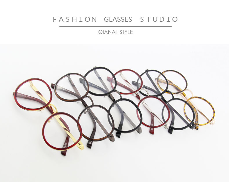 千艾新款眼镜复古圆形眼镜框眼睛框镜架女韩版潮装饰平光眼镜架男示例图5