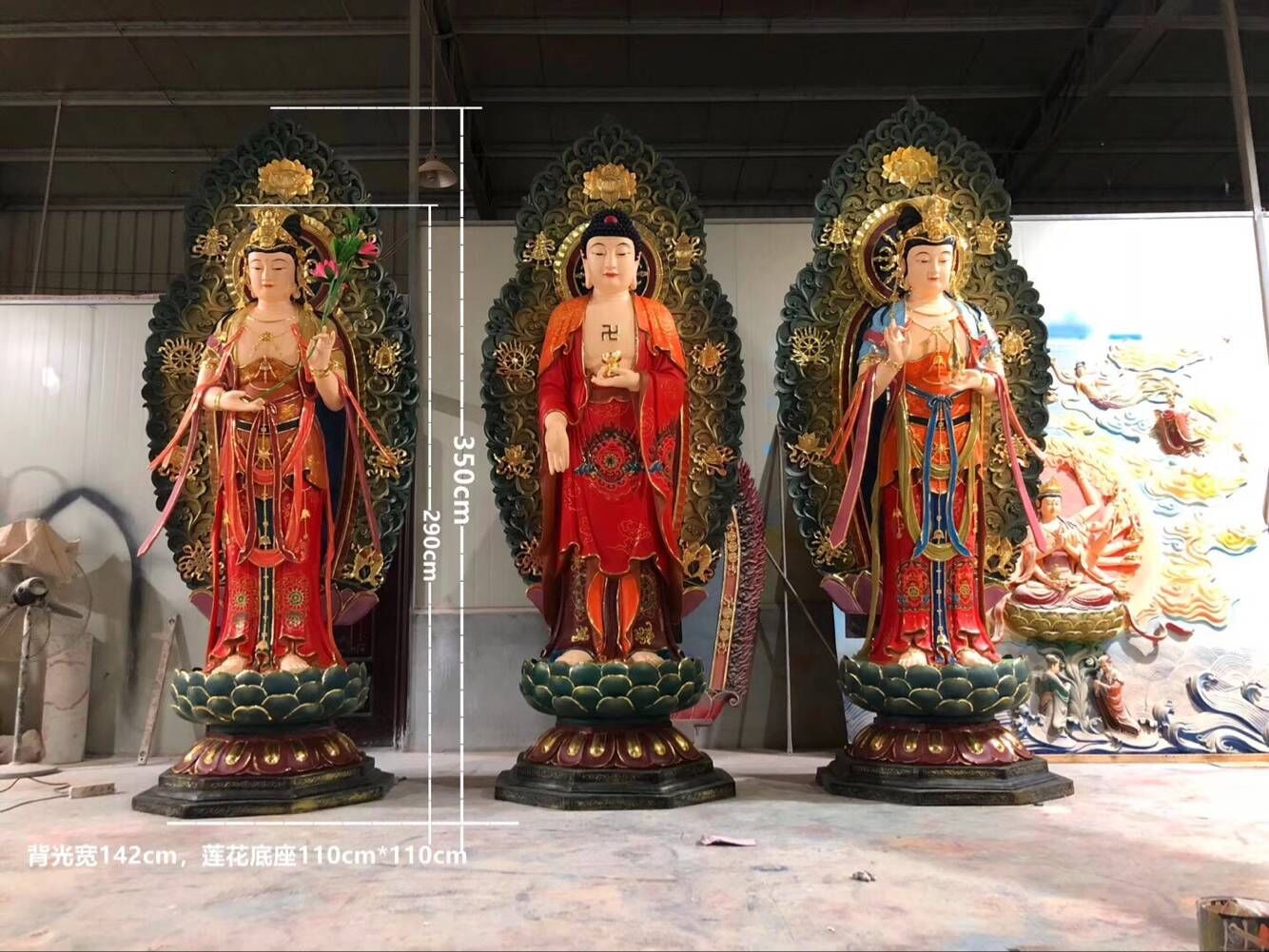 佛像 本厂专业铸造精品坐莲花西方三圣佛像 木雕西方三圣菩萨 坐莲花西方三圣佛像