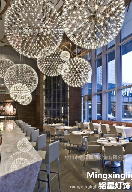 LED吊灯创意火花球餐吊灯艺术餐厅球形灯款酒店宴会厅吊灯具厂家示例图3