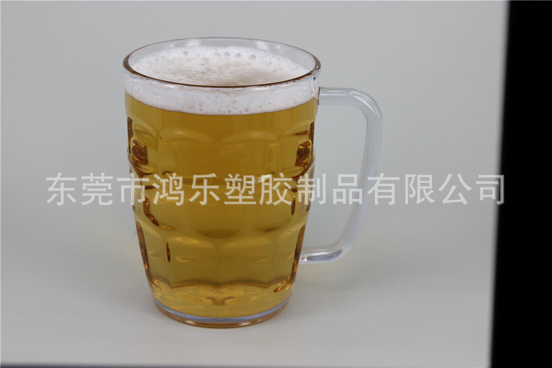 东莞塑料杯厂家直销透明AS塑料马克扎啤杯650ml环保塑料手柄杯示例图9