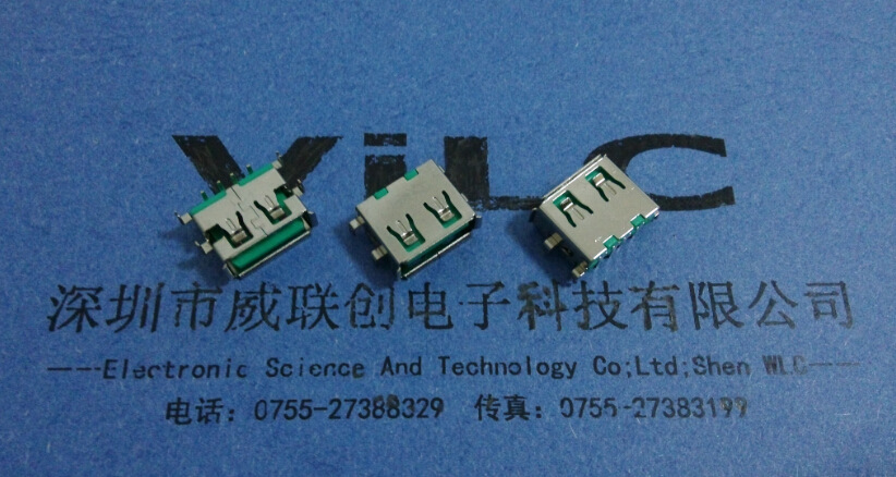 USB短体10.6母座 AF90度后两脚DIP6.8插板 无卷边示例图5