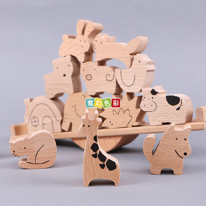 厂家直销 儿童益智玩具数学教具 木制平衡玩具 玩具天平堆搭积木示例图1
