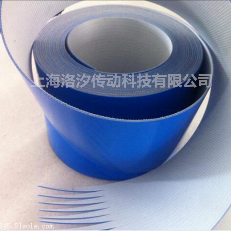 洛汐传动 生产厂家 蓝色pvc输送带 蓝色环形输送带 挡边裙边蓝色输送带