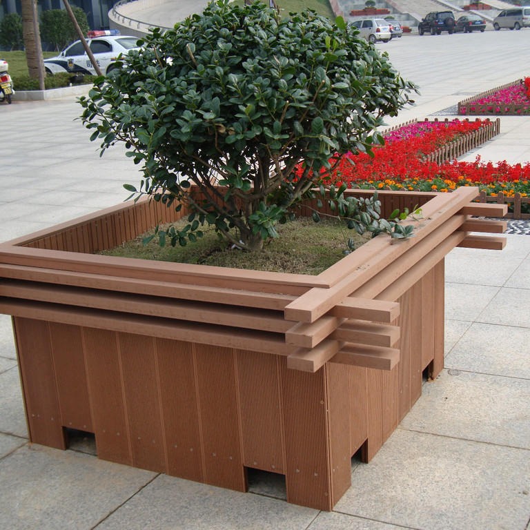 现货爱诺德上海塑木花箱批发 塑木材质的花箱定制 上海木塑花箱厂家价格