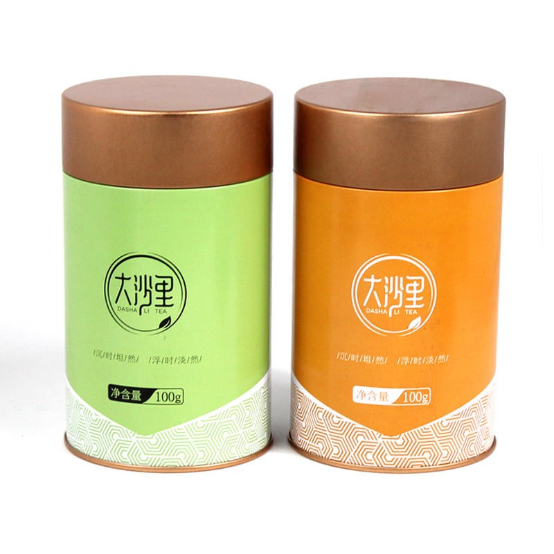 天津马口铁盒厂家 四色印刷圆形茶叶铁盒生产 麦氏罐业 100g装茶叶铁罐包装礼盒