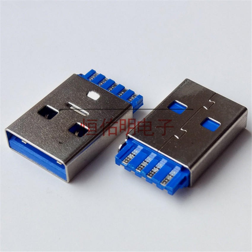 USB 3.0 A公短体焊线 一体式3.0 A M线端插头