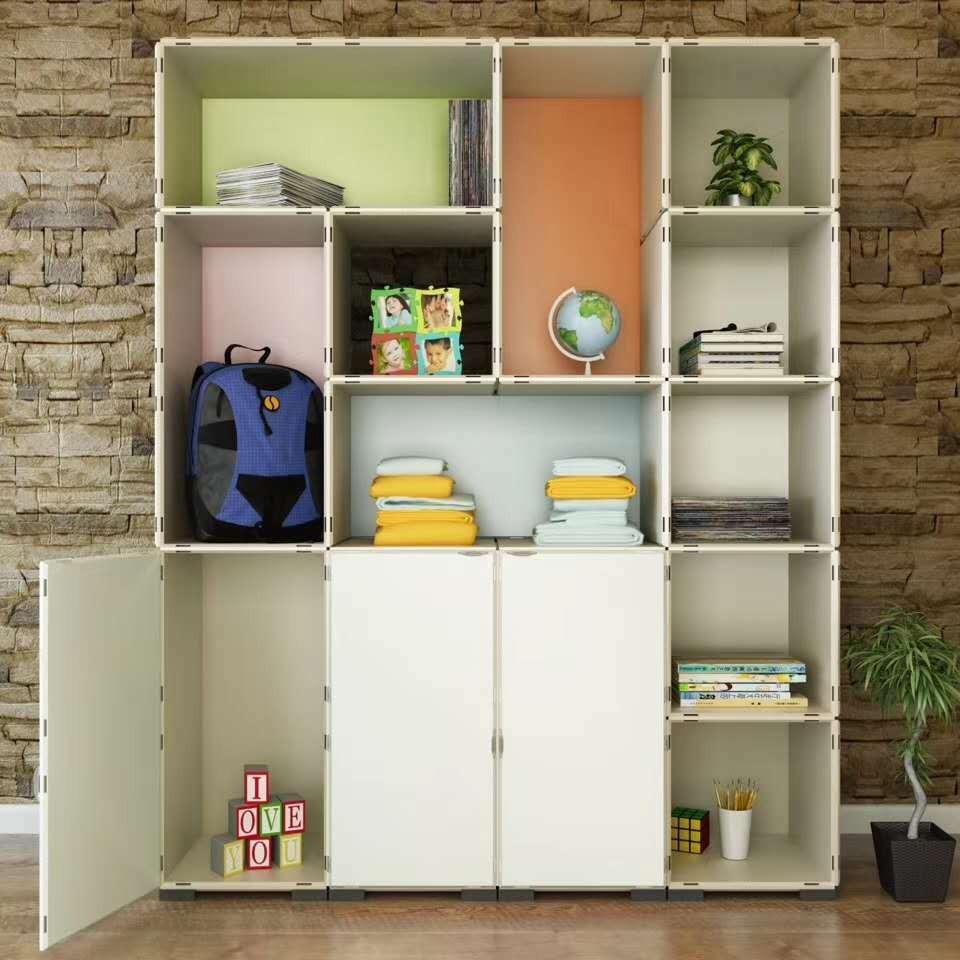 ABS塑料组合柜 家庭塑料收纳柜 模快化DIY置物架 拼接abs格子柜 儿童塑料书柜图片