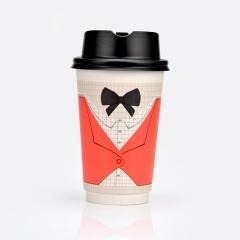 红素一次性纸杯绅士杯咖啡杯定制LOGO 10000件起订不单独零售