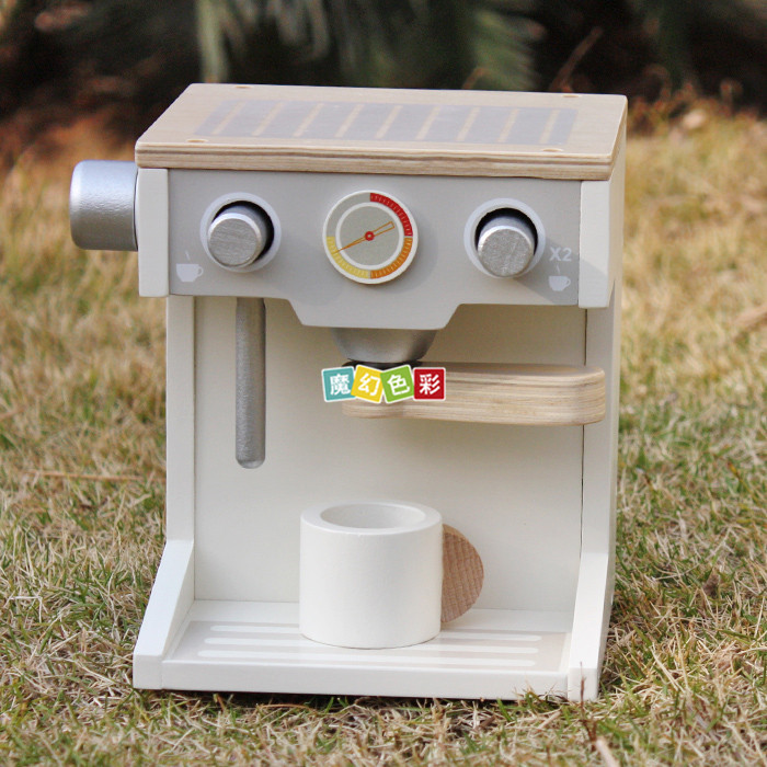 儿童过家家咖啡机套装角色扮演厨房玩具  木制仿真厨房咖啡机配件示例图3