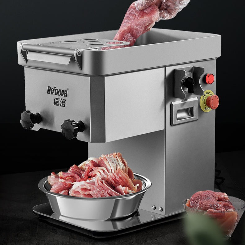 德洛切肉机商用大功率全自动不锈钢鲜肉切片机多功能切丝切丁新款