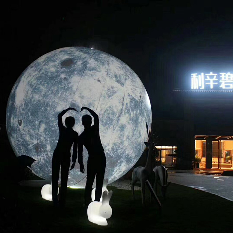江门市发光玉兔 商场中秋节活动道具 众暖道具 道具租赁 发光充气月亮