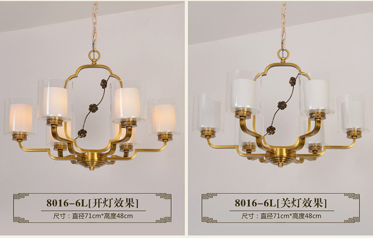 品牌厂家直销新中式全铜餐厅吊灯卧室创意仿古铜色中国风吸顶吊灯示例图18
