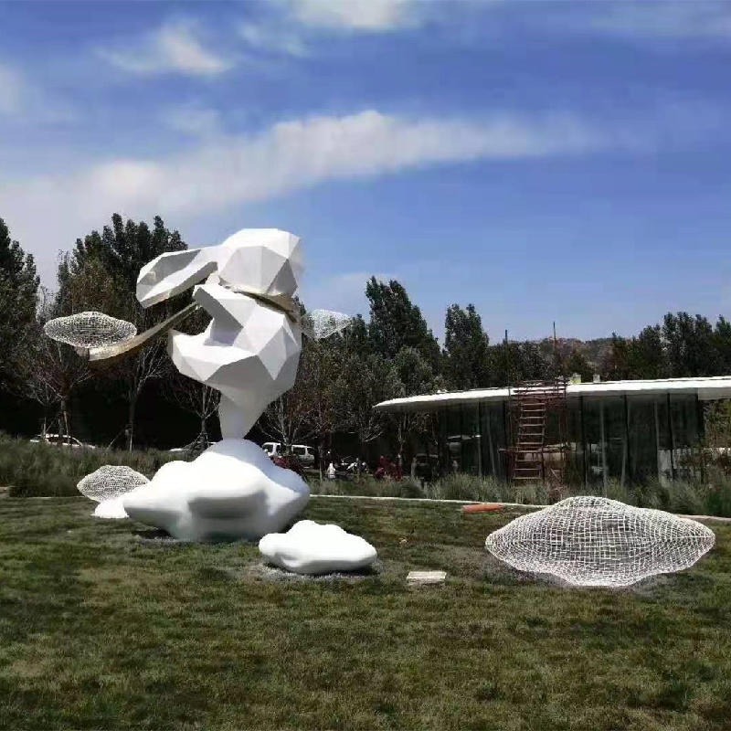 玻璃钢几何切面兔子雕塑 切面动物雕塑定制 唐韵园林