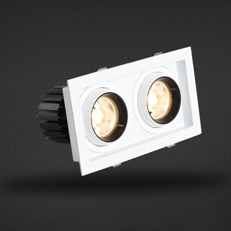 超麦照明  LED双头格栅灯  嵌入式cob线性射灯   COB射灯   斗胆灯