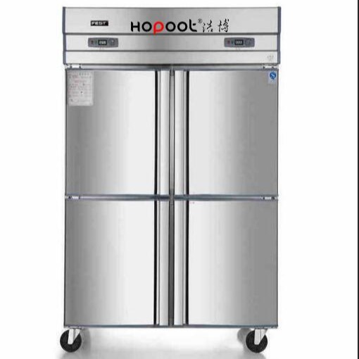 hopoot浩博四门冰箱 四门冷柜冰柜 商用双机双温立式冷藏冷冻暗管铜管冰箱 铜管冰箱