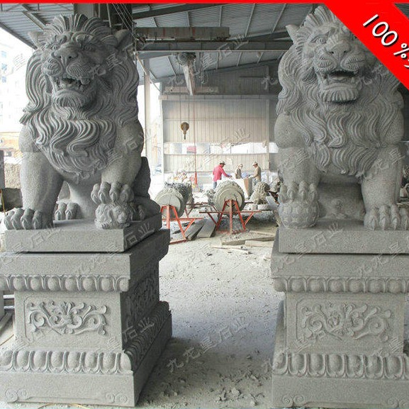 各种石雕狮子的造型 石头狮子价格 石狮子雕刻厂家 九龙星石业