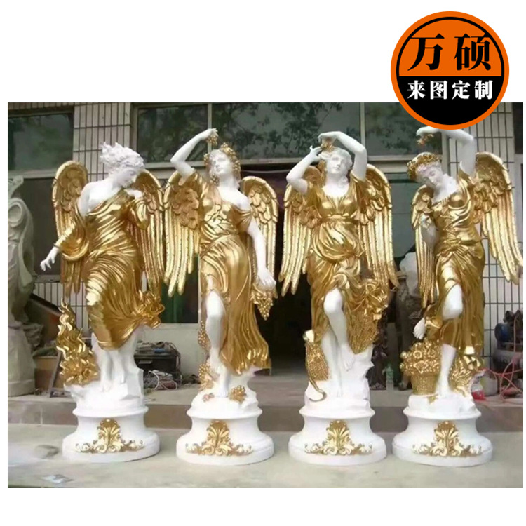 西方人物雕塑 四季女神玻璃钢雕塑 欧式带翅膀天使雕塑示例图4