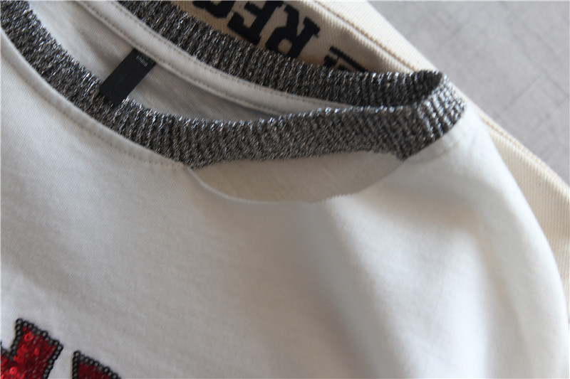 夏季新款韩版上衣　棉领缺口亮片字母短袖Ｔ恤女批发　ＡＩＭ示例图9
