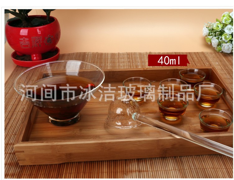 新品 功夫茶具玻璃大号茶碗日式煮茶碗玻璃目纹分茶勺茶道零配示例图10