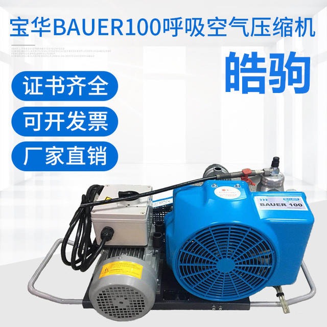 皓驹销售宝华BAUER100移动式呼吸空气压缩机 高压空气充气泵 充气泵生产厂家 100L空气压缩机