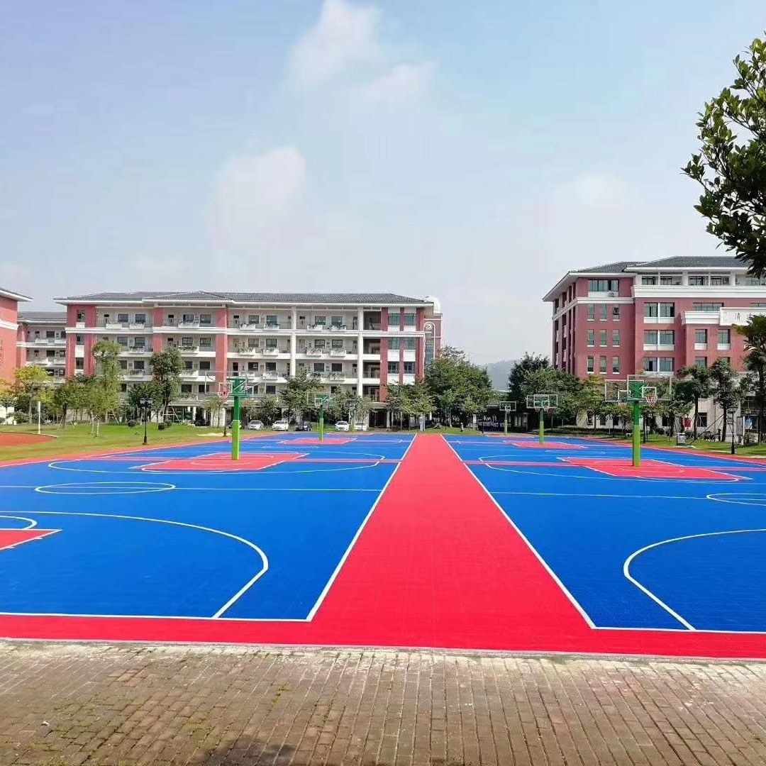 晶康牌硅PU篮球场 三层复合结构组合 硅PU运动场地可以在新旧场地基础现场施工