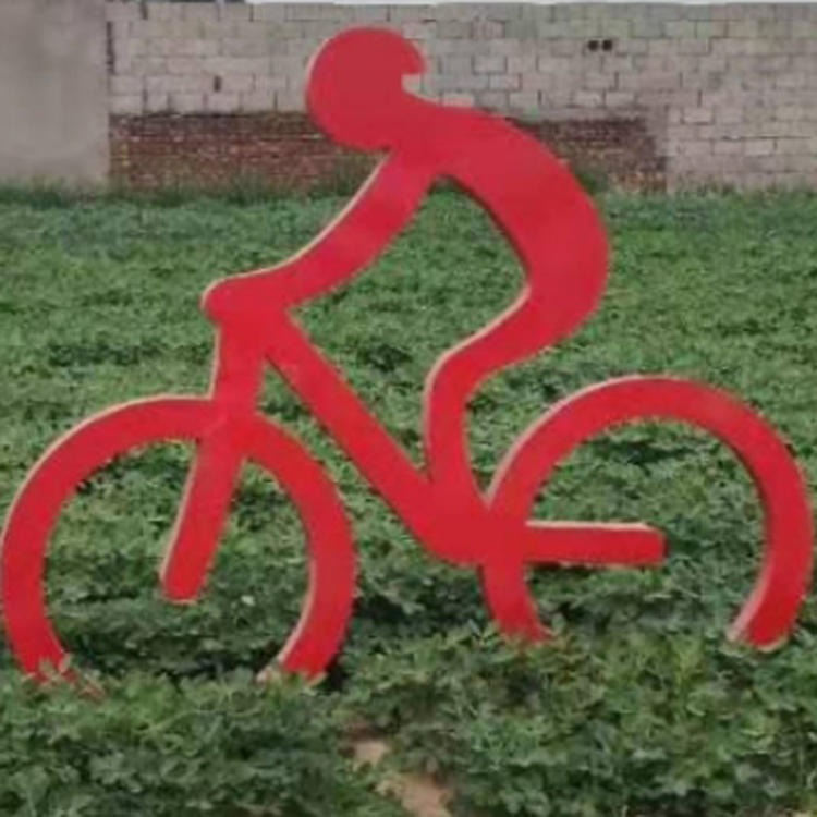 佰盛厂家 骑自行车雕塑摆件 铁艺运动人物雕塑模型  健身运动雕塑定做