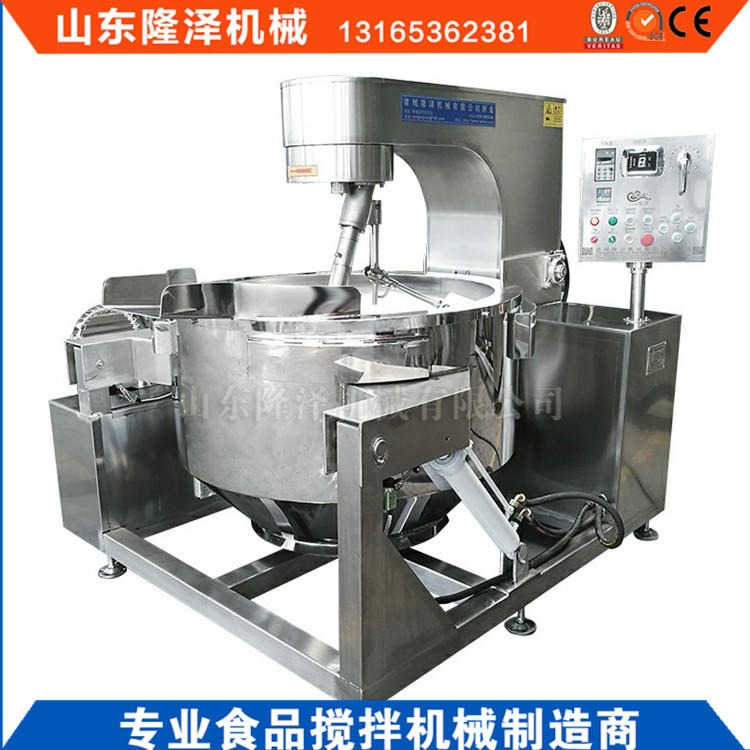 隆泽食堂承包适用大型自动燃气炒菜机炒菜锅 锅体可90°抬升方便出料及清理