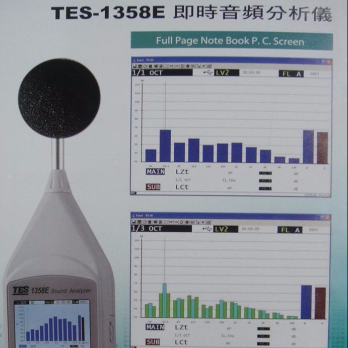 台湾泰仕TES-1358E 1/1及1/3八音度实时音频分析仪