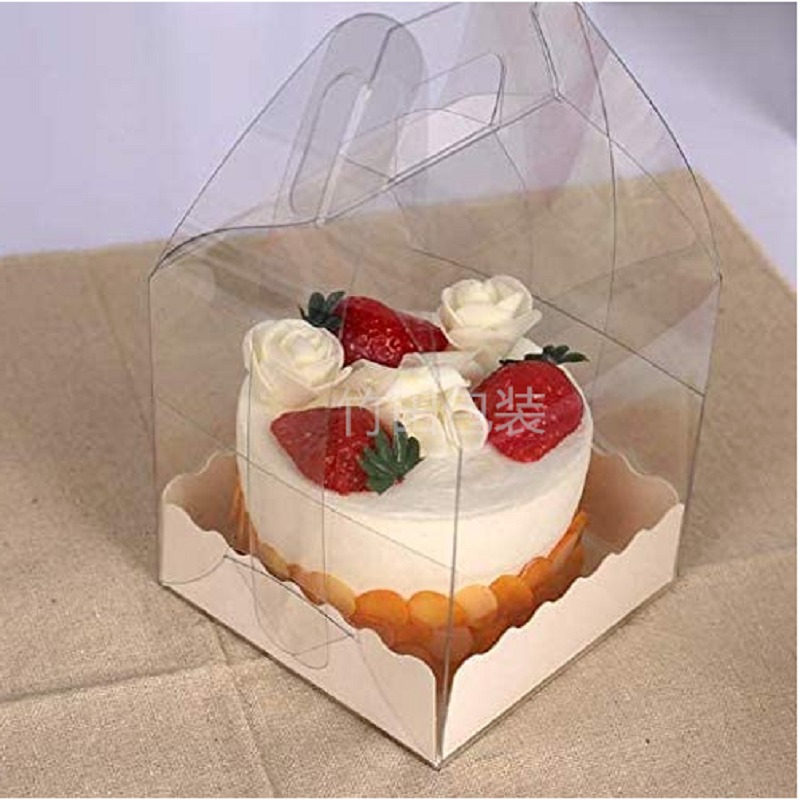 手提透明蛋糕盒 定制生日蛋糕pet盒子 烘焙包装盒子批发 供应烟台 竹田包装图片