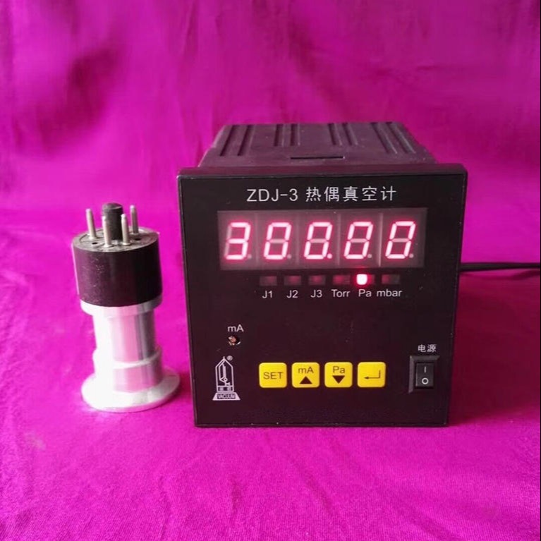 供应ZDJ-3数字式真空表不锈钢法兰 数显式热偶真空计300Pa-0.1Pa
