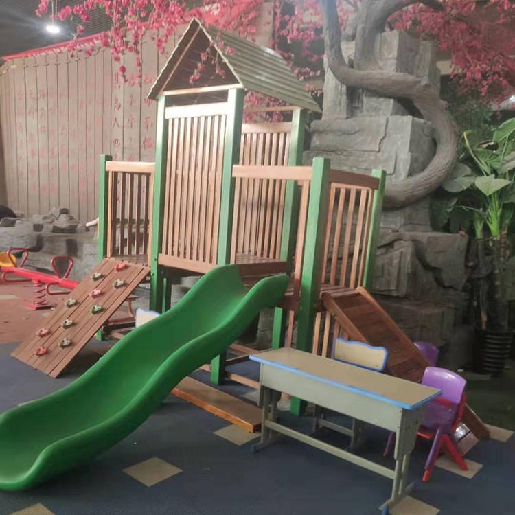智创 KWD-00173 儿童木质组合 木质滑梯儿童游乐场设施木制攀爬组合图片
